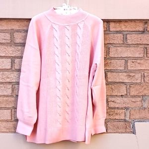 🎄🧣Karen Scott🎄🧣 Mock Turtle Neck Pink Tunic Sweater Long Sleeves